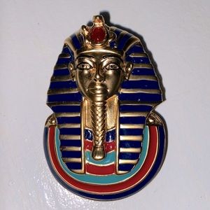 vintage Franklin Mint gold enamel King Tut brooch